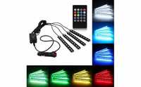 Kit 4 benzi LED, lumina ambientala auto RGB cu telecomanda