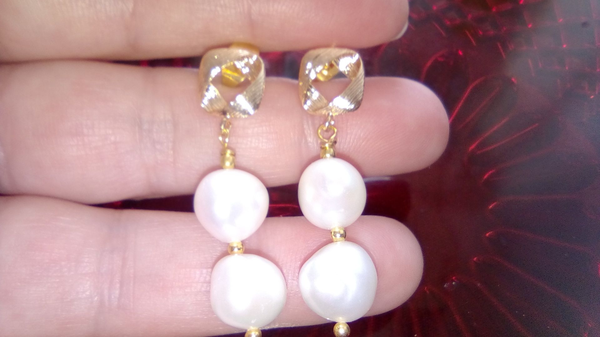 Cercei placati cu aur de 18k cu perle baroque