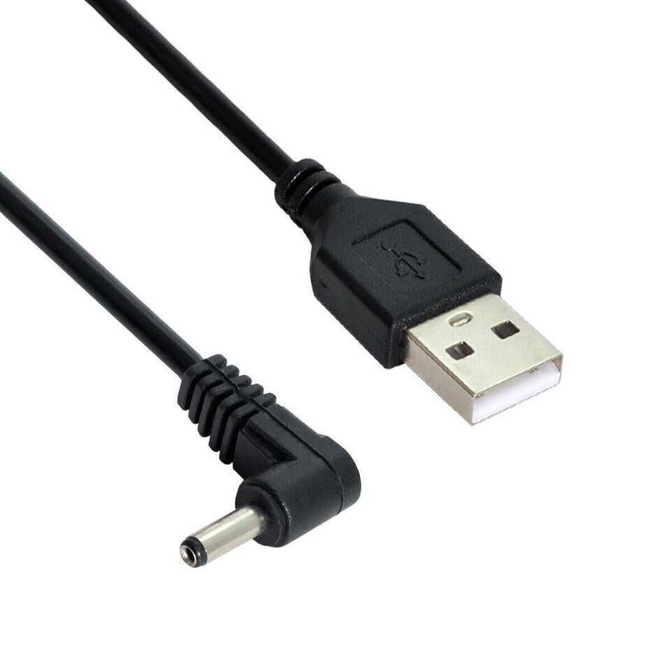 Кабел USB 2.0 - DC 5V, 3.5 мм, 1.35 мм, 1 м, Черен