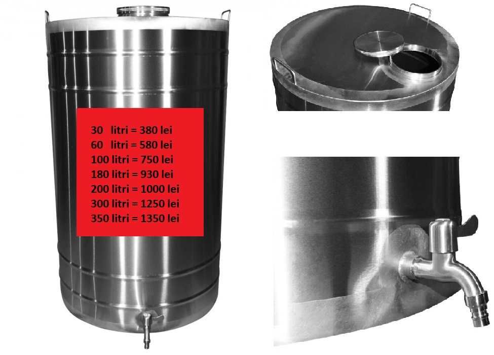 Rezervor inox cu capac filet si robinet 300 litri