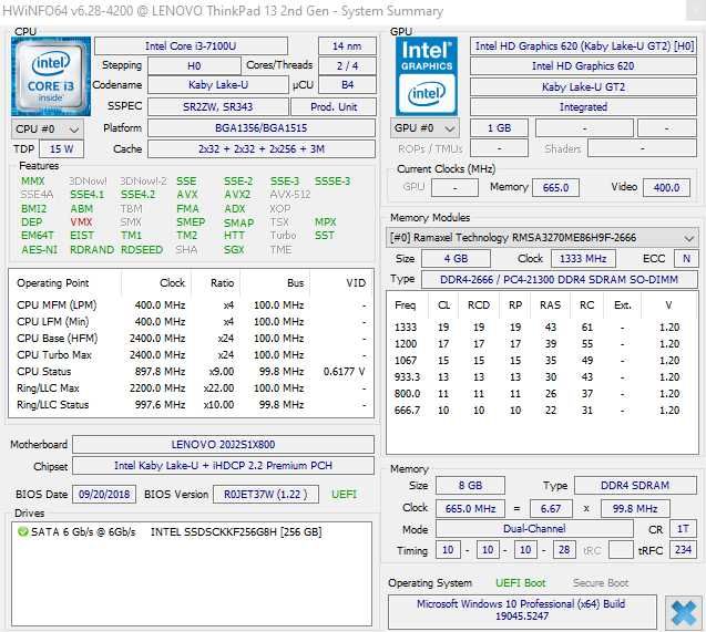 +ГАРАНЦИЯ! Лаптоп Lenovo Intel Core i3-7100U / 8GB RAM / 256GB SSD