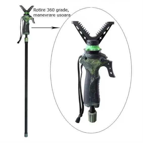 Monopod pentru vânătoare, din aluminiu, cu sistemă de eliberare rapidă