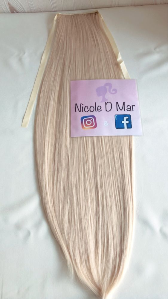 Coadă de păr blond deschis platinat/ Nicole D Mar/Extensii