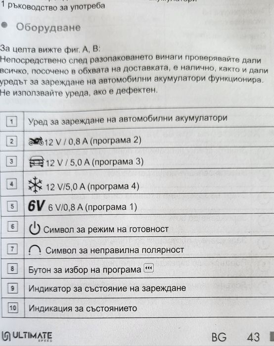 Интелигентно зарядно за акумулатор Ultimate Speed