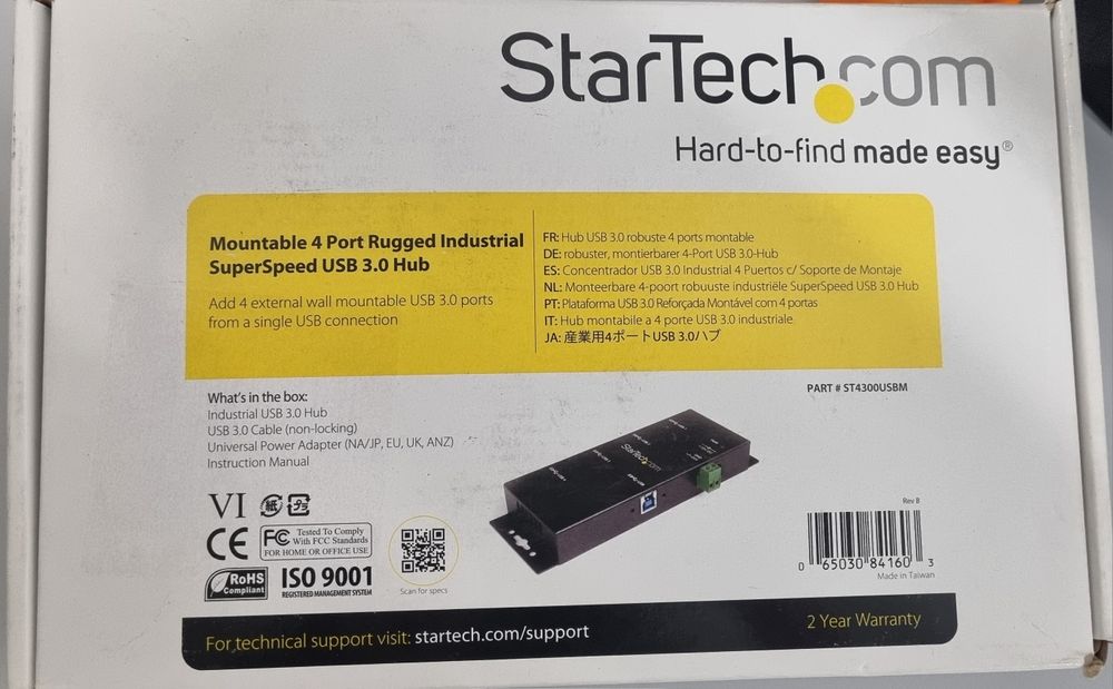 Star Tech 4 Port Industrial USB 3.0 5Gbps Hub