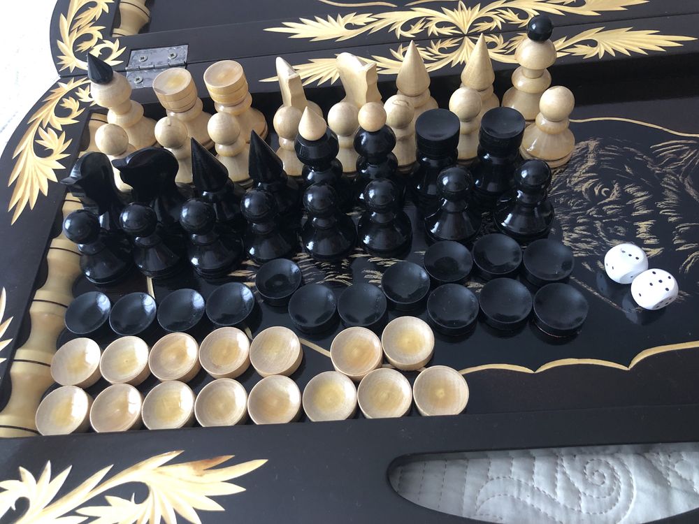 Настольная игра, 3в 1 , резьба , ручная работа , качество супер !