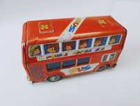 Jucarie veche tabla autobuz cu etaj Leyland London,  MF 291 CN, 1/24