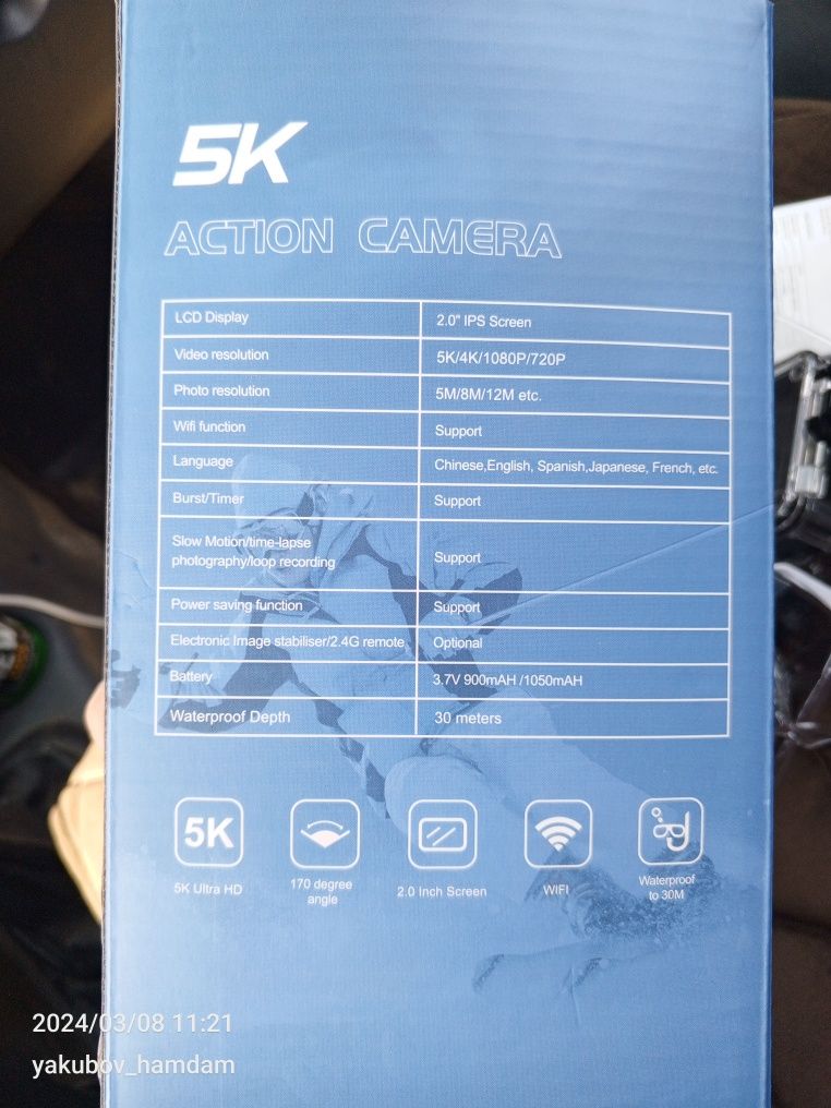 Action camera 5K ultra HD