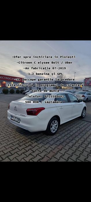 Ofer spre închiriat în Ploiești Citroen C-elysee. 1.2 Gpl