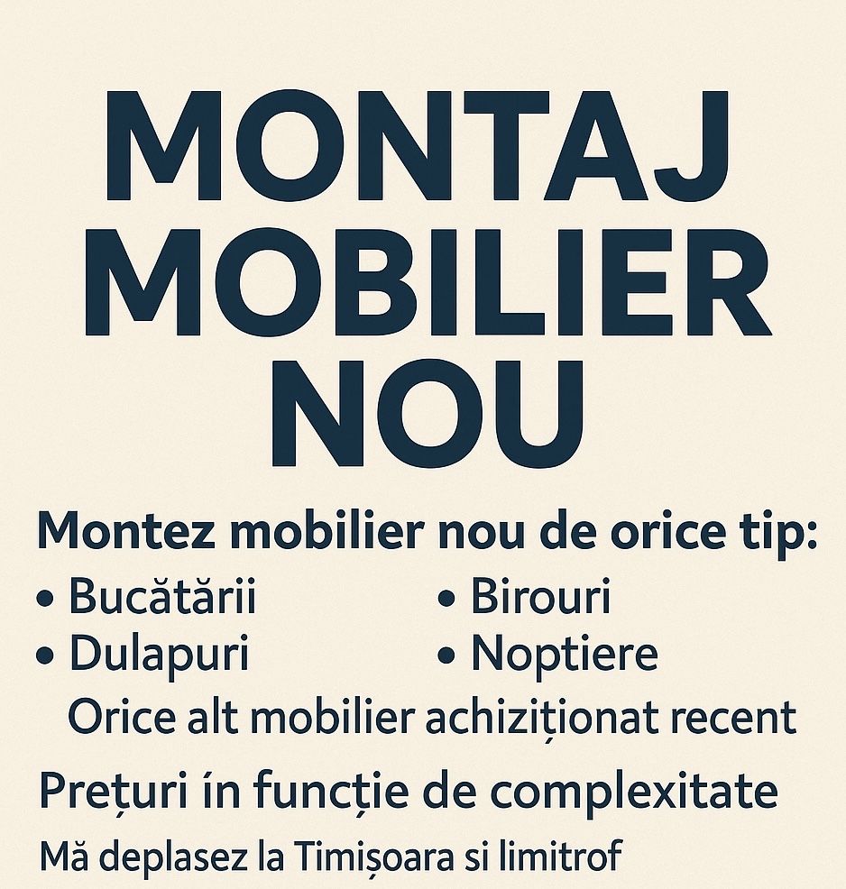 Montaj mobila Dedeman,Momax,Ikea,Jysk,Leroy,etc.