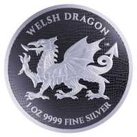 Moneda argint pur 999.9 investitie 1 oz 31.1g noua Welsh Dragon 2022