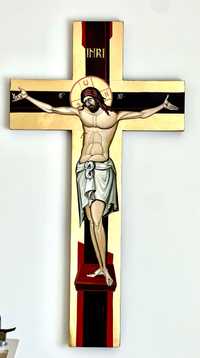 Crucifix, pictura pe lemn si foita de aur