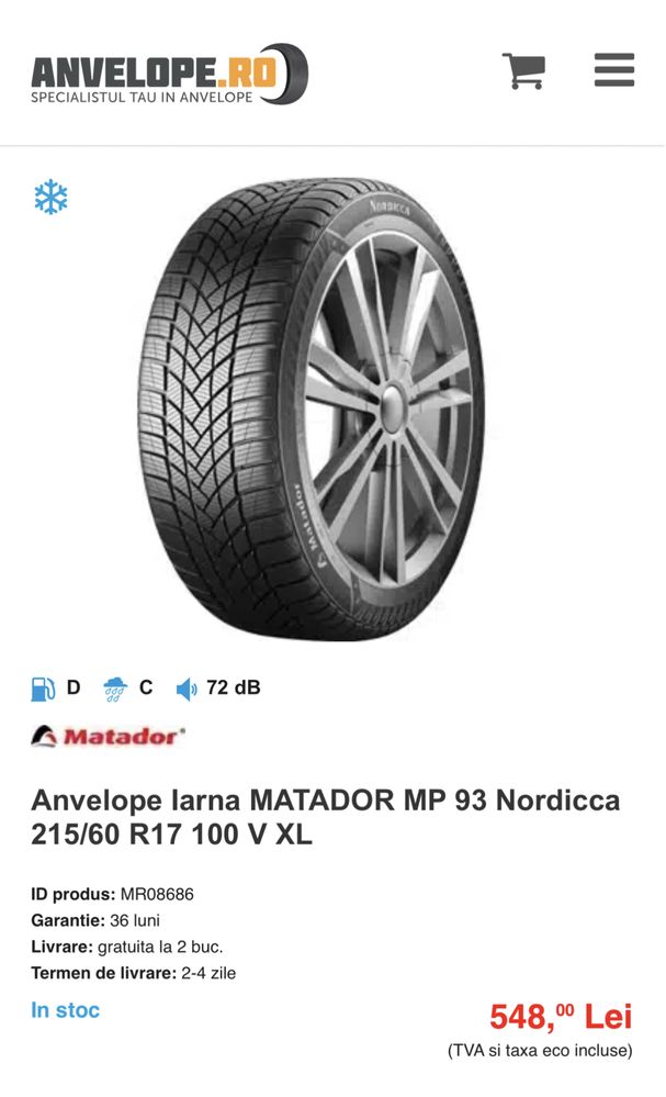 Anvelope MATADOR MP93 NORDICCA 215/60R17 100V