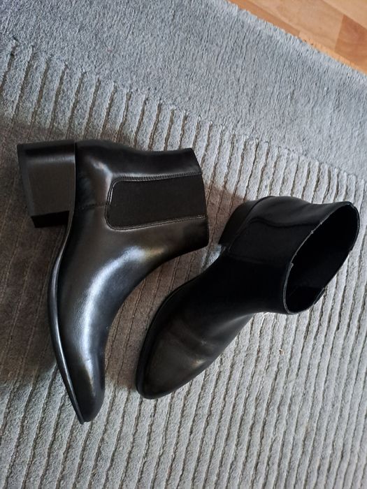 Ghete Zara Premium de piele cu toc 5 cm ,model Balmain