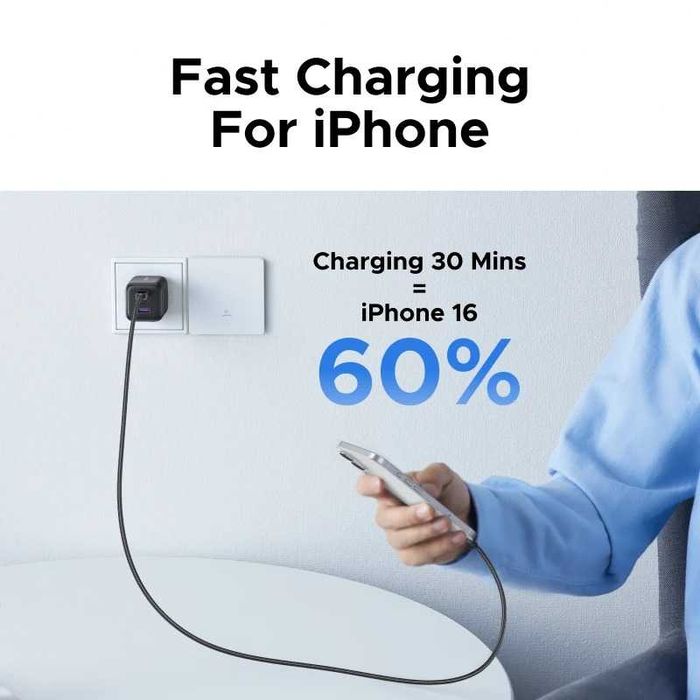UGreen GaN Зарядно-Адаптер 45W с Три Порта - Бързо зареждане