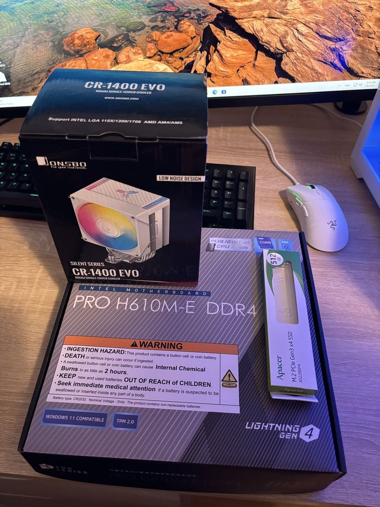 Бял Геймърски компютър i3 13100, RTX3060Ti, 16ram, 512 Ssd , 700W