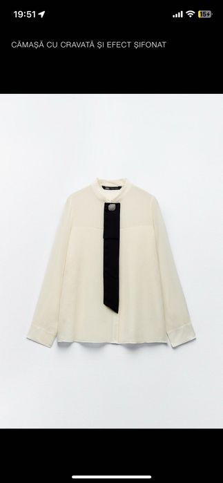 Cămașă Zara bijuterie cu cravată nouă mărimea XS-S