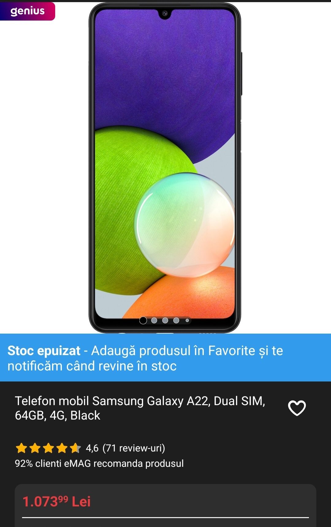 Telefon Samsung A22, Dual SIM + încărcător