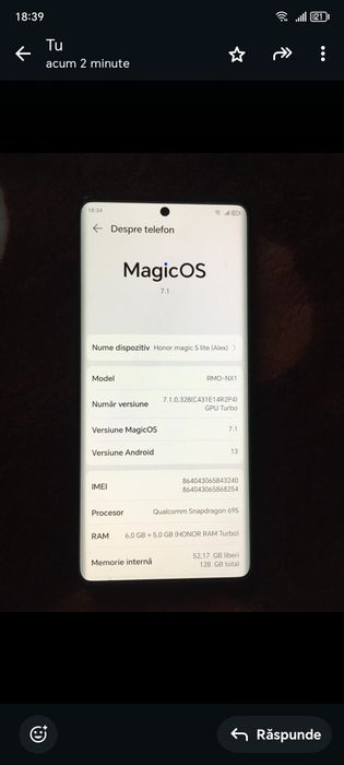 Vând/schimb Honor magic 5 lite 128 gb