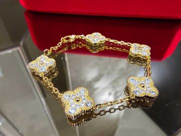 Van Cleef & Arpels VCA 5 Gold Diamond Vintage Alhambra Дамска Гривна