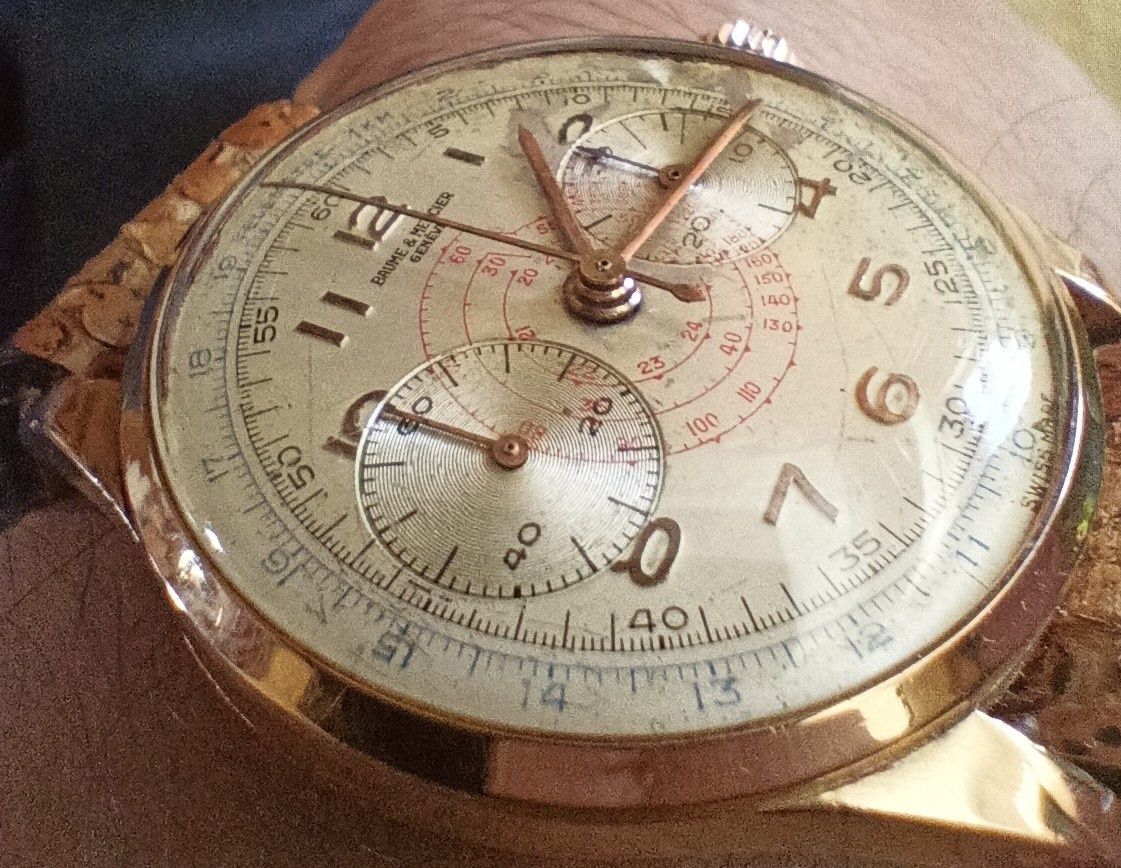 Ceas Baume&Mercier Geneve cronograf 38mm , carcasa aur 18k cca. 1950