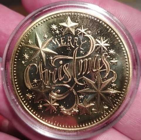 Коледно - новогодишен плакет в защитна капсула . Merry Christmas