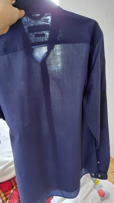 мъжка риза, маркова, полупрозрачна, тъмносин памук, 10лв