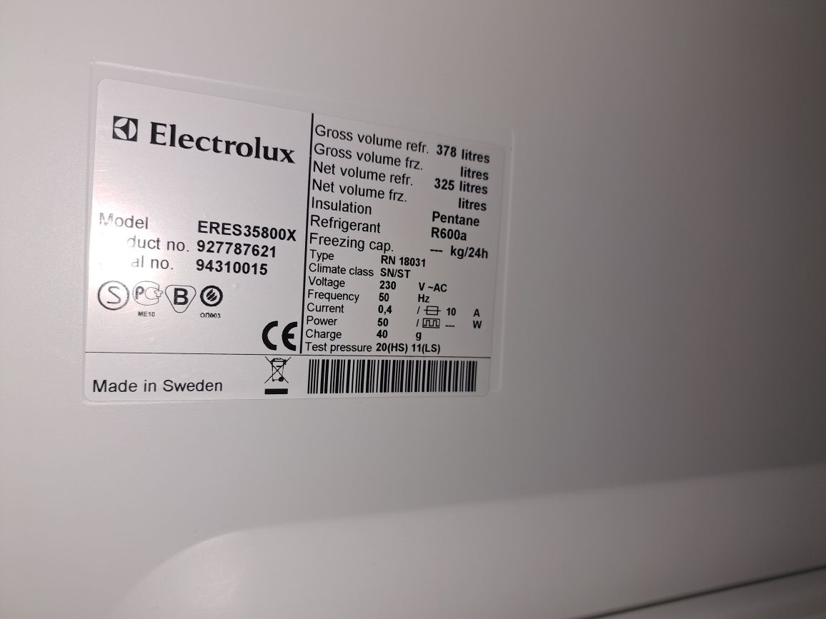 Хладилник/охладител инокс Електролукс/Electrolux 375 литра