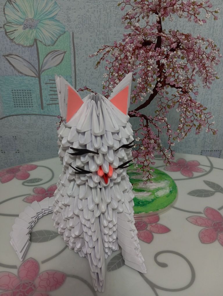 Поделка Котик из модульного оригами