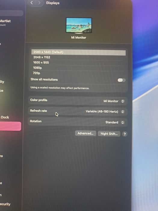 Macbook pro 2019 headless + redmi g27q