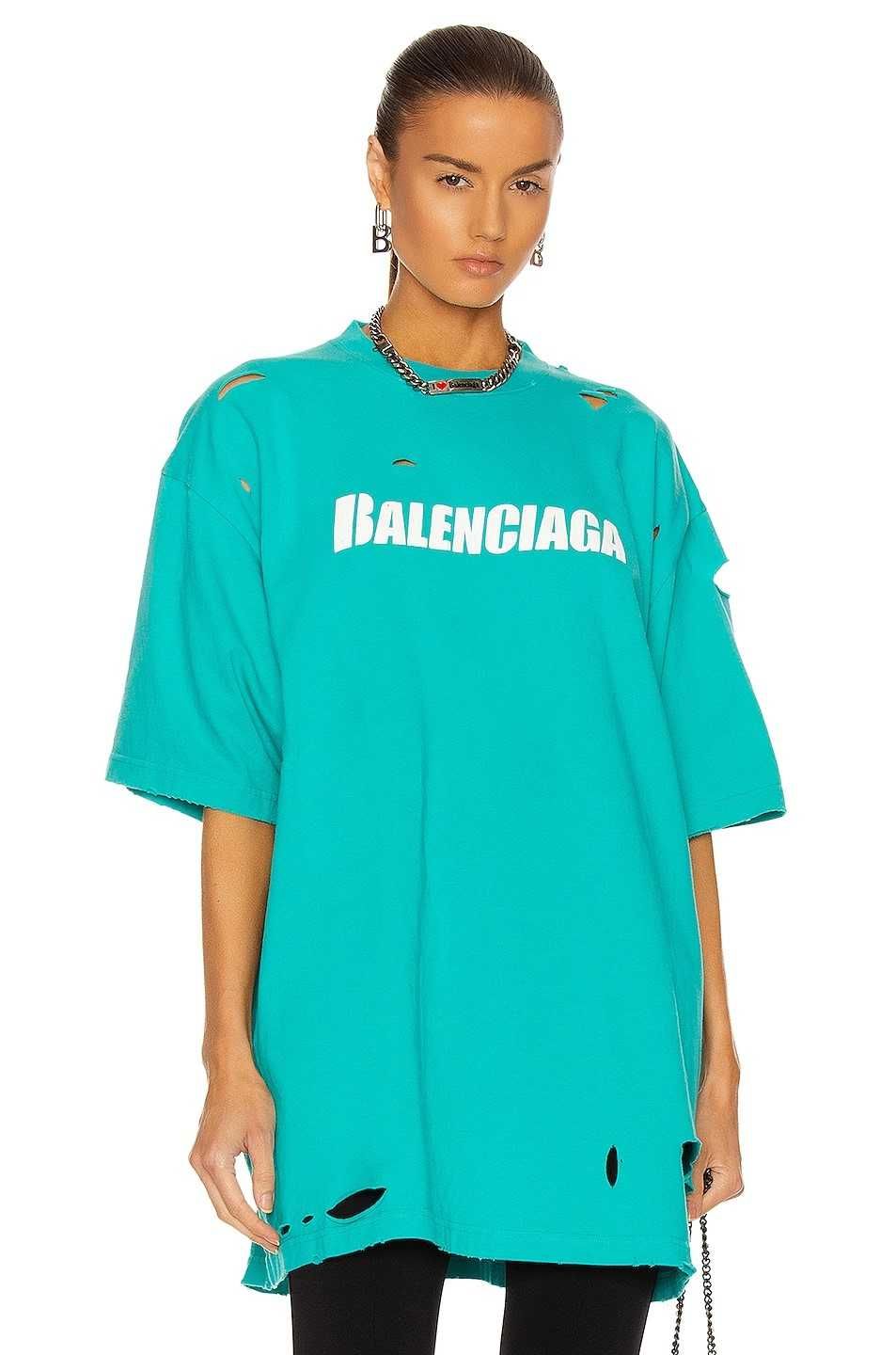 BALENCIAGA Destroyed Flatground Logo Oversized Тениска size XS и M
