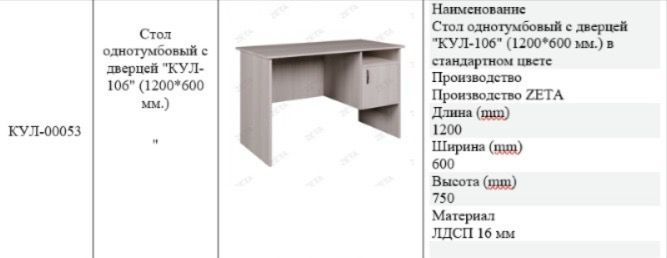 Стол одно тумбовый с дверцей