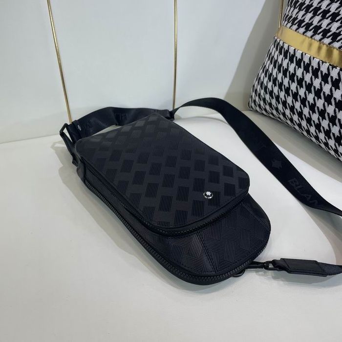 Montblanc medium on-body bag leather -черна кожена чанта