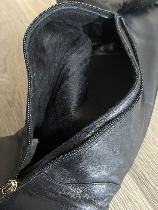 Кожаные сапоги-ботфорты