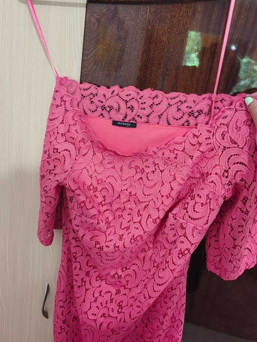 Дантелена рокля Розова