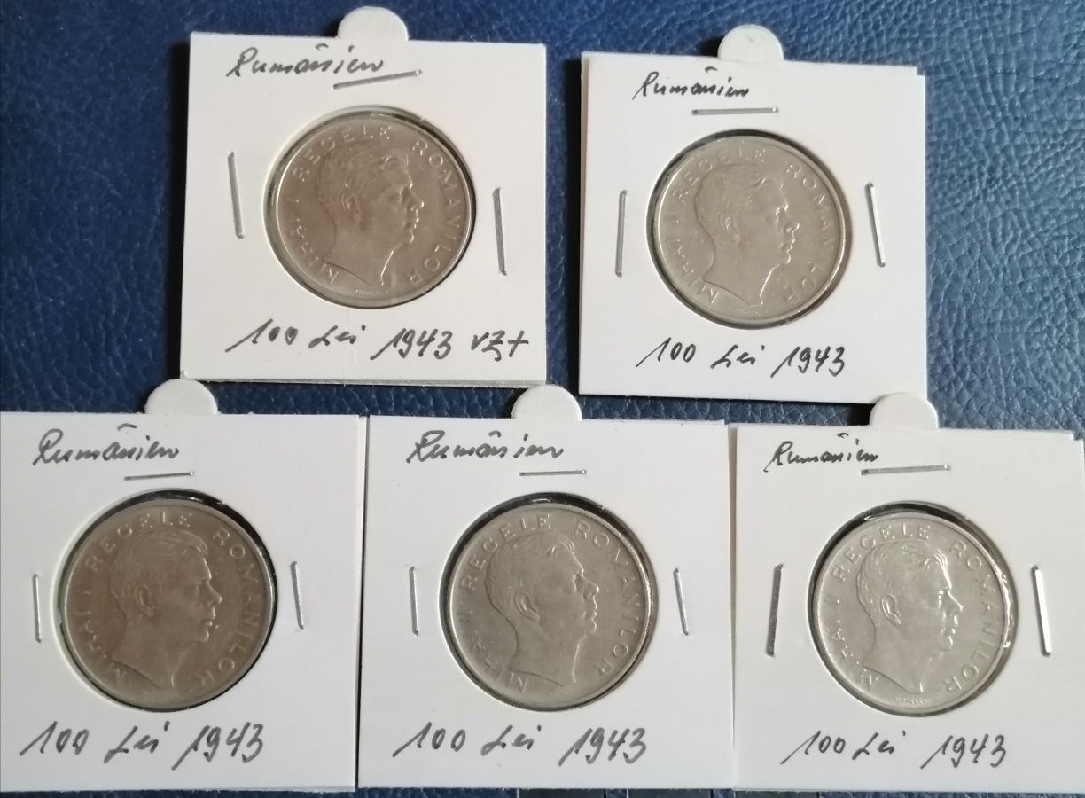 Set 5 monede 100 lei 1943