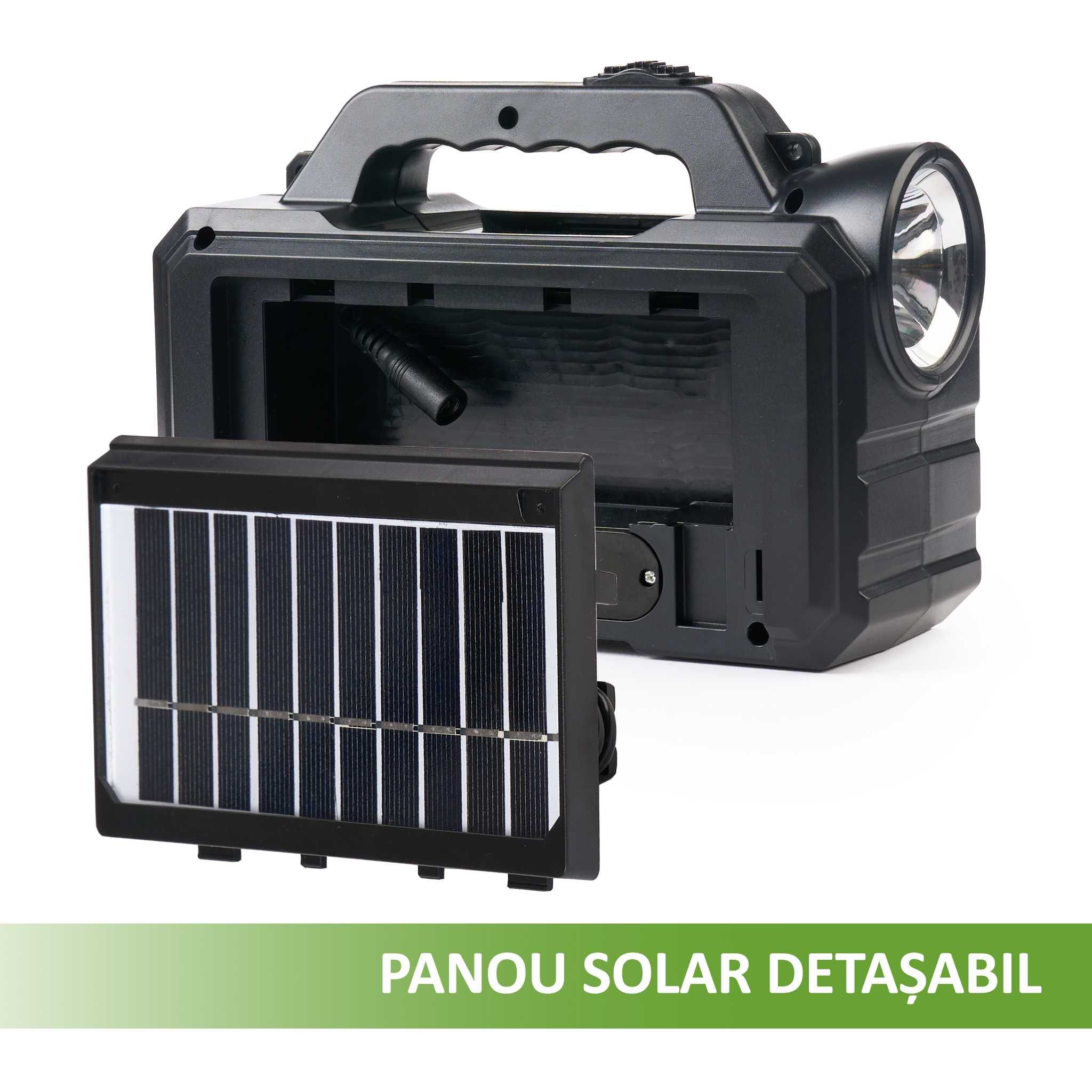 Kit Solar cu Lanterna si 2 Becuri Led GD8077