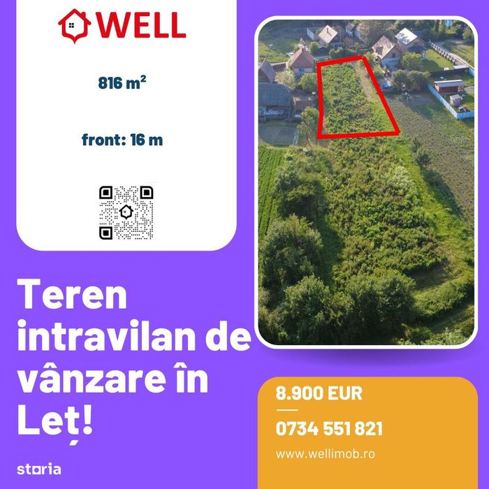 Teren intravilan de vânzare în Leț!