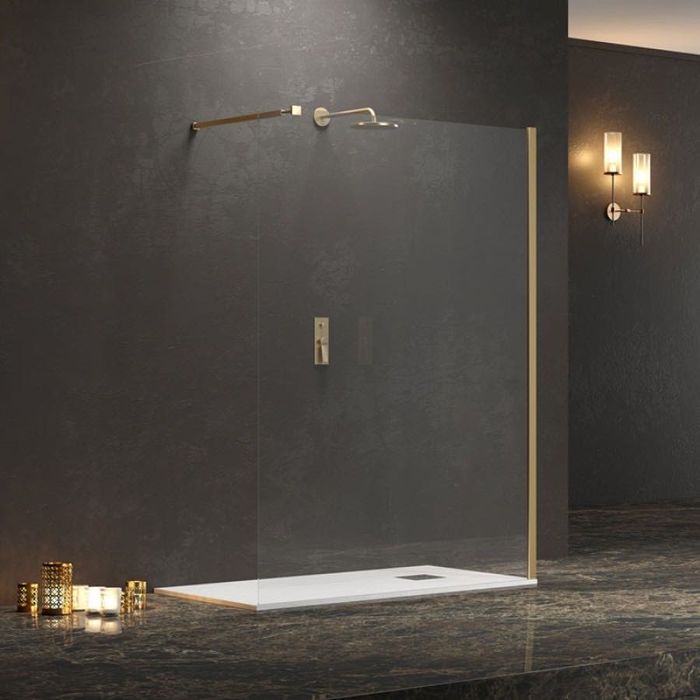 Параван за баня 1100х2000мм 8мм прозрачно с Nano-Skin ,матирано злато