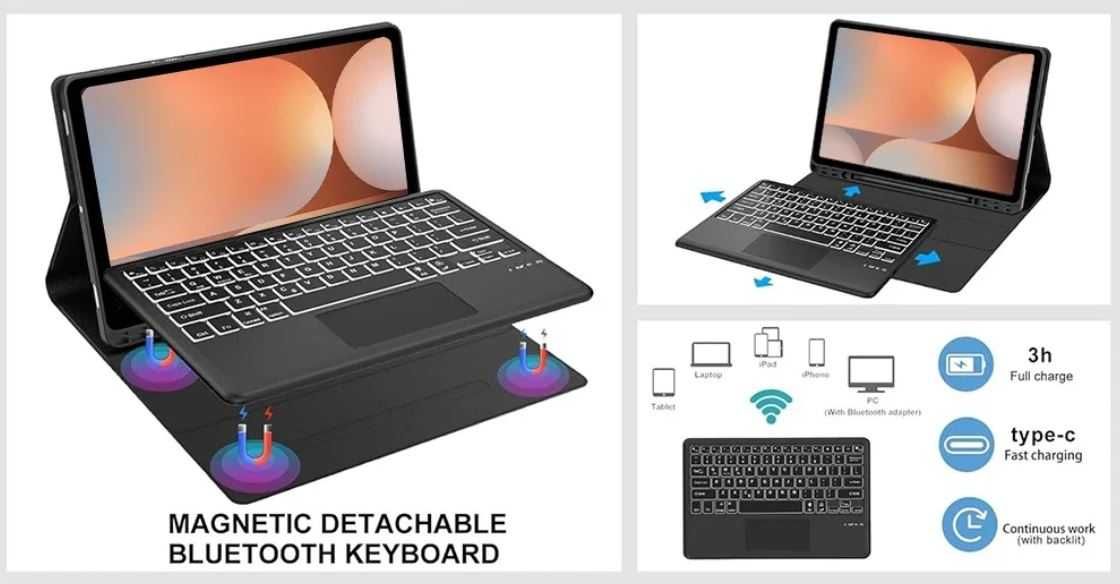 Калъф с Клавиатура с тъчпад - 12.4" Таблети SAMSUNG, Нов неразпечатван