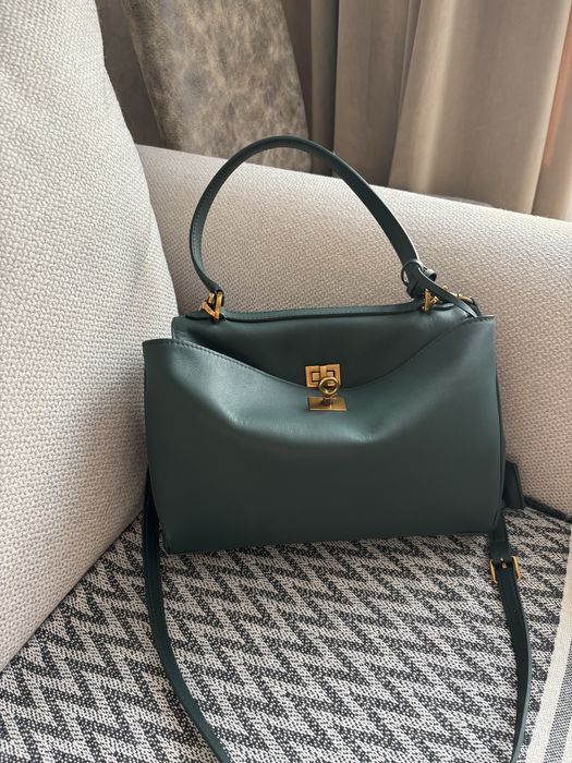 Кожаная сумка Италия Balenciaga Rodeo темно-зеленая