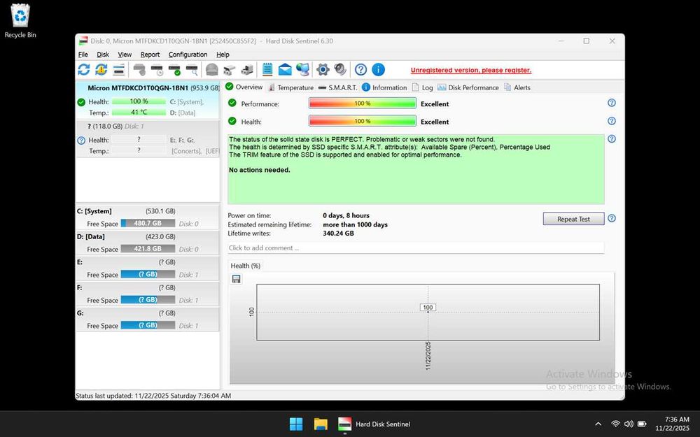 SSD Micron 2500 1TB NVMe PCIe 4.0 x4 slot M.2 format 2242, nou
