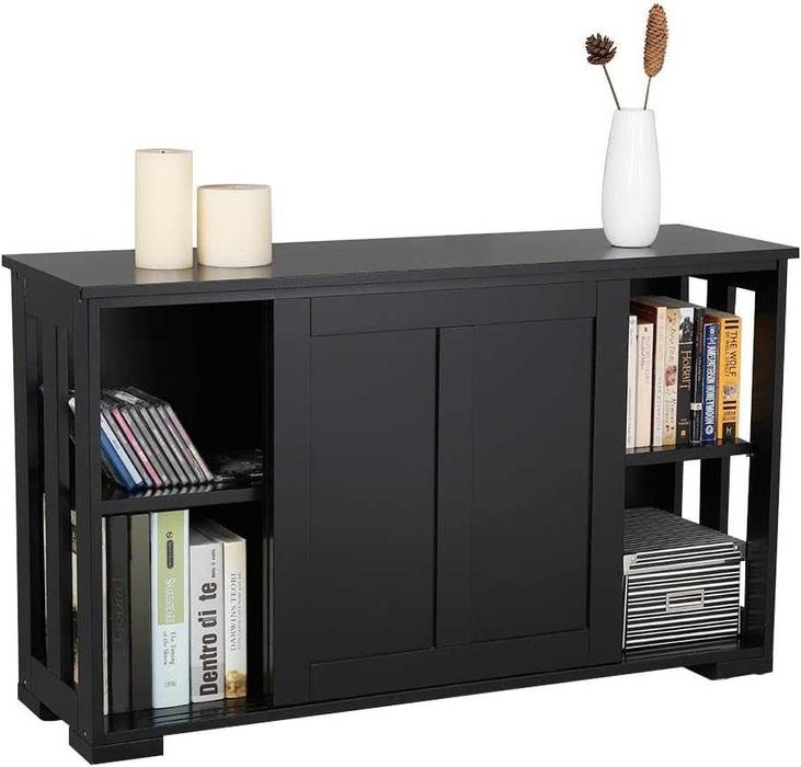 Dulap uși glisante, raft reglabil, spați de depozitare |S 614239 Balck