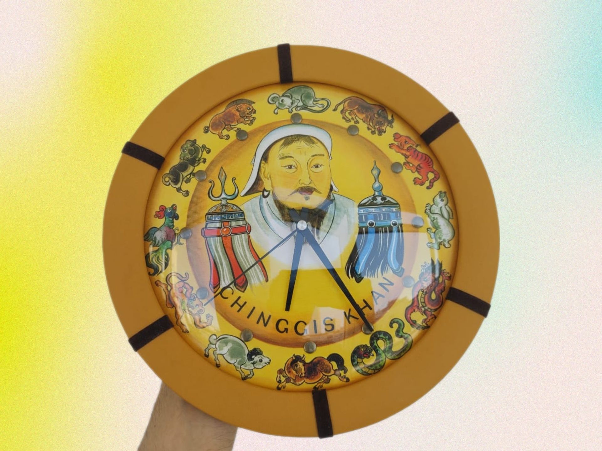 Новые монгольские настенные часы Чингис Хан из Монголии Материал кожа