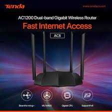 Router Wireless Gigabit TENDA AC8 Dual Band AC1200 4 antene sigilat