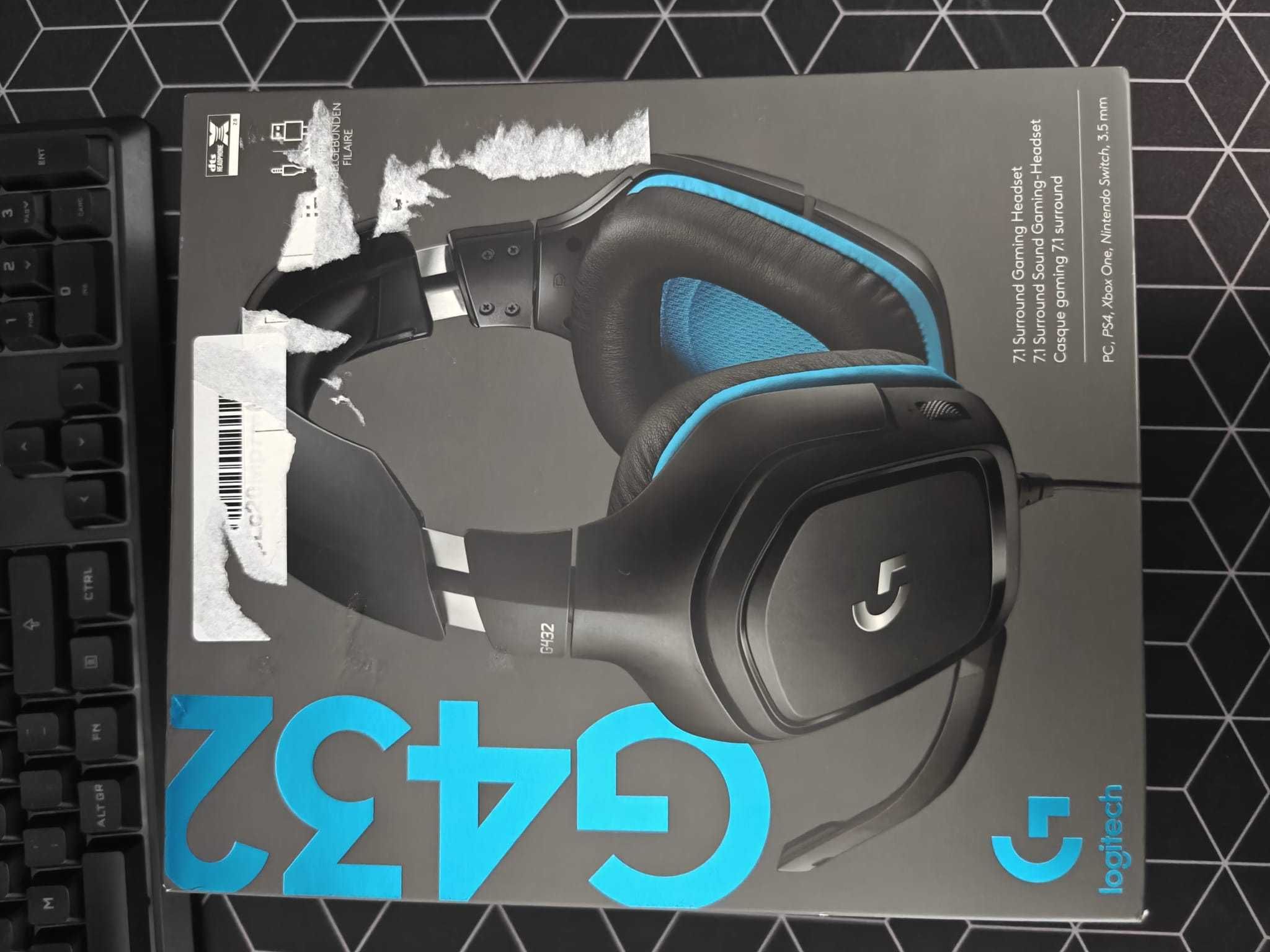 Casti gaming Logitech G432, surround 7.1, multiplatforma, Negru