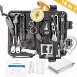 Kit survival dezastre 14in1, cutit/busola/lanterna/fluier/chingi/folie