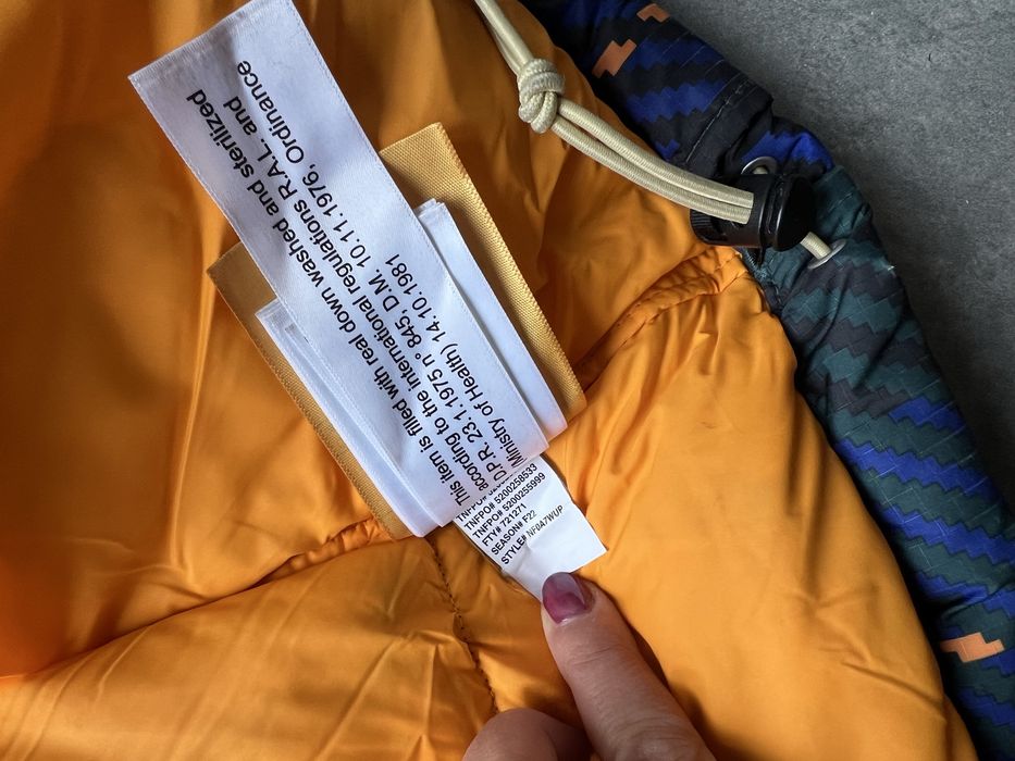 Мъжко яке пухенка North Face L синьо зелено каре