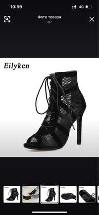 Туфли для high heels, 37размер , 11 см, черные, на шнуровке