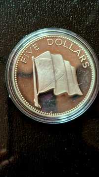 Moneda argint 5 dollars 1974